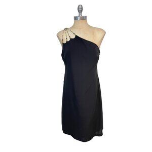 Diane Von Furstenberg DVF Beaded One Shoulder Black dress 8